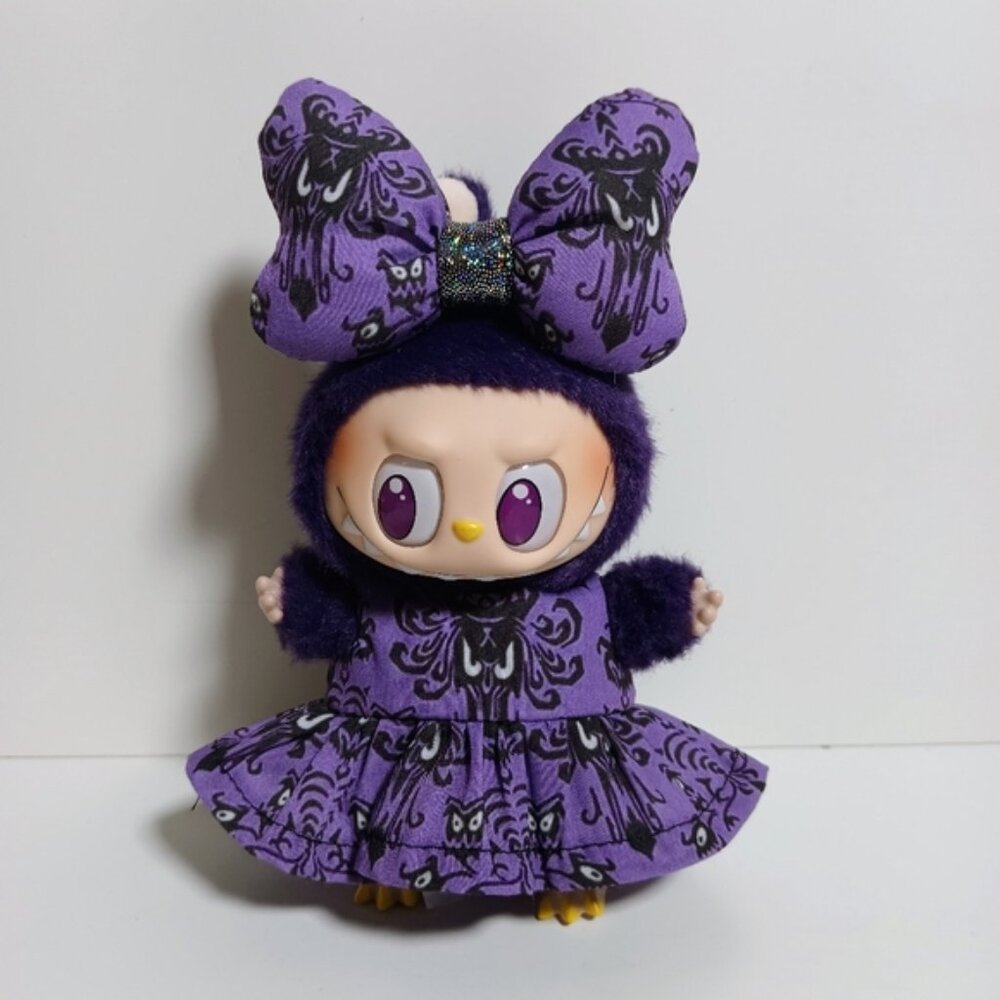 Custom Disney Haunted Mansion Wallpaper Print Dress and Bow Made to fit Labubu